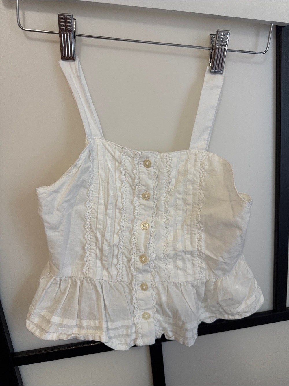 Janie and Jack White Lace-Trim Ruffled Button-Front Cami